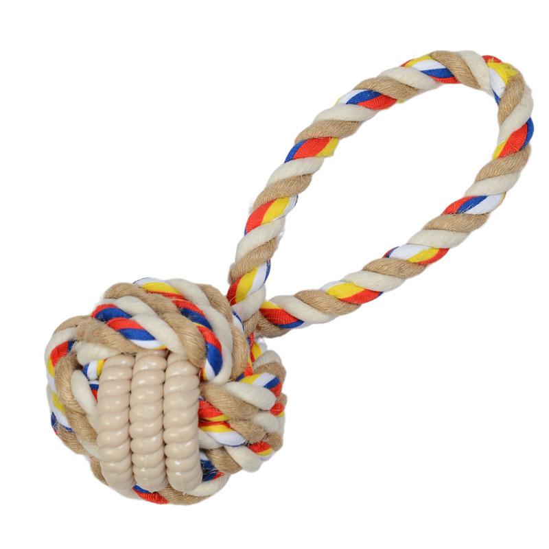 New Arrival Dog Cat Toy Cotton Rope Ball Interactive Bite-resistant Teeth Cleaning Candy-shaped Teething Toy for Medium/Large