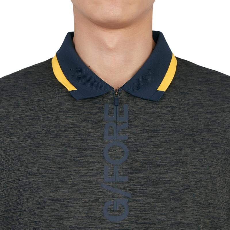 Tricou de golf Zippor pentru bărbați, cu mânecă scurtă și fermoar pe jumătate, G4MS23K122, culoare gri