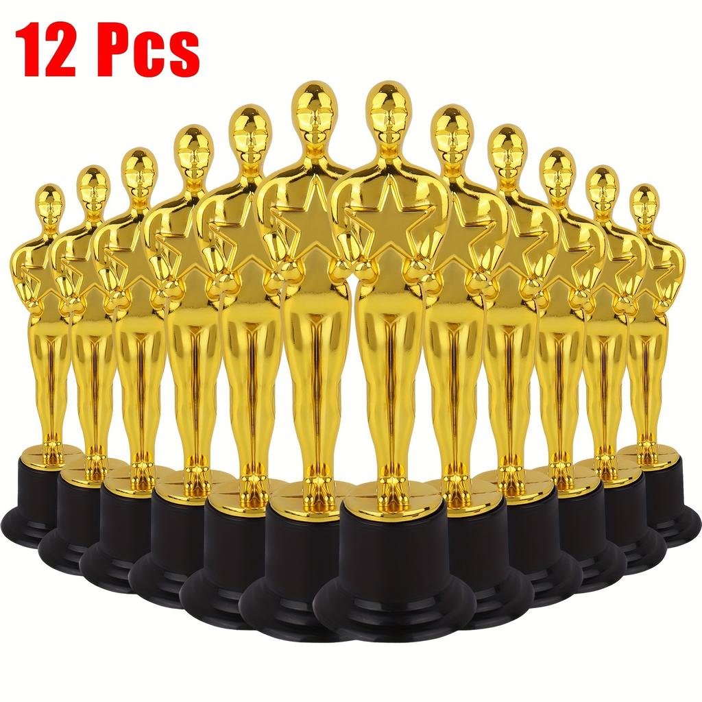 1/3/6/12 Pezzi Statuette Trofeo Dorato, Trofei Premio in Plastica Stile Oscar per Decorazioni da Festa, Regali di Apprezzamento