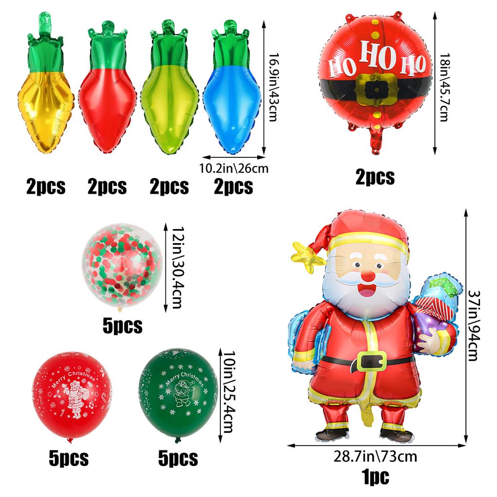 26pcs Christmas Decoration Balloon Set, Christmas Bulb Shape Aluminum Foil Balloon, Santa Claus, Christmas Party