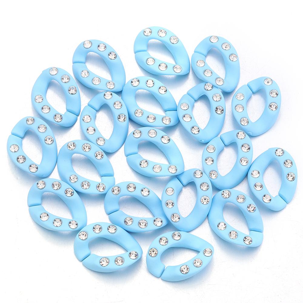 20pcs 19x14mm Acrylic Link Chain Clasp Colorful Open Buckle Beads Connector With Diamond For Jewelry Making Necklace Bag Chain