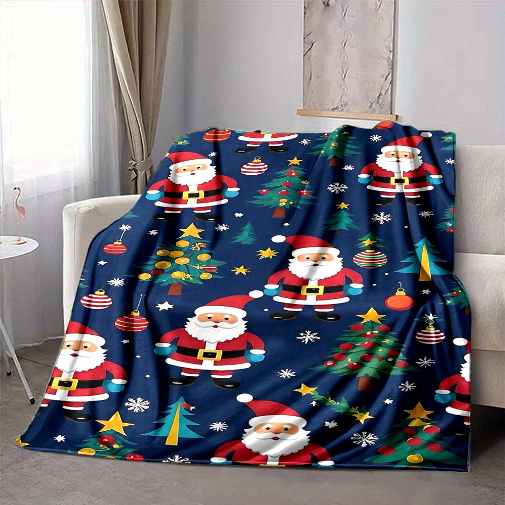 1Pc Christmas Santa Reindeer Blanket Soft And Comfortable Casual Warm Camping Travel Christmas Halloween Gift M91724