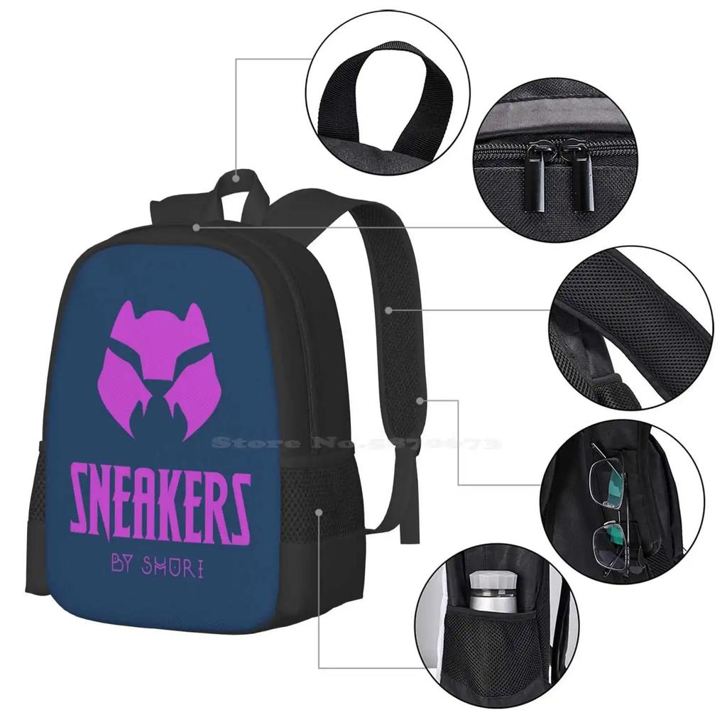 Sneakers By Shuri Variant Pattern Design Bag Student's Backpack Shuri Nakia Okoye Golden Killmonger Infinity War Civil War