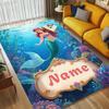 Custom Name Mermaid Garden Living Room Non-Slip Area Rug Soft Carpet for Bedroom Kids Playroom Sofa Office Home Decor Doormat