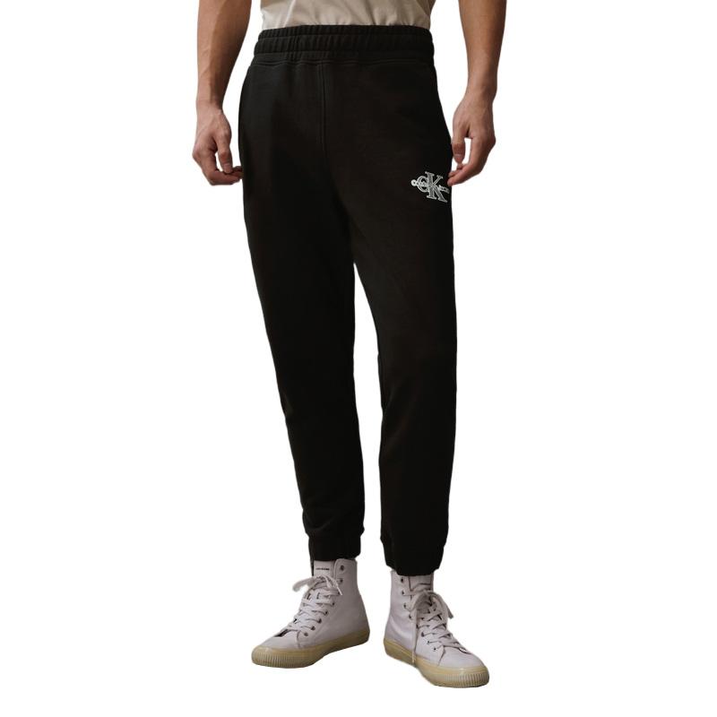 Calvin Klein Casual Letter Print Elastic Cuff Cotton Knit Sweatpants Men Bottoms Space-Black J324249BEH