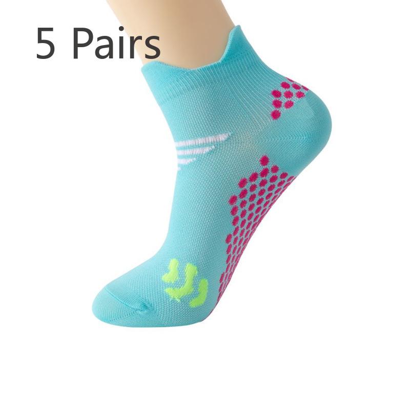 

5 пар носков для девочек Four Seasons Cartoon Running Sports Outdoor Быстросохнущие дышащие фитнес-беговые короткие носки-трубы 5 Pairs озеро синий