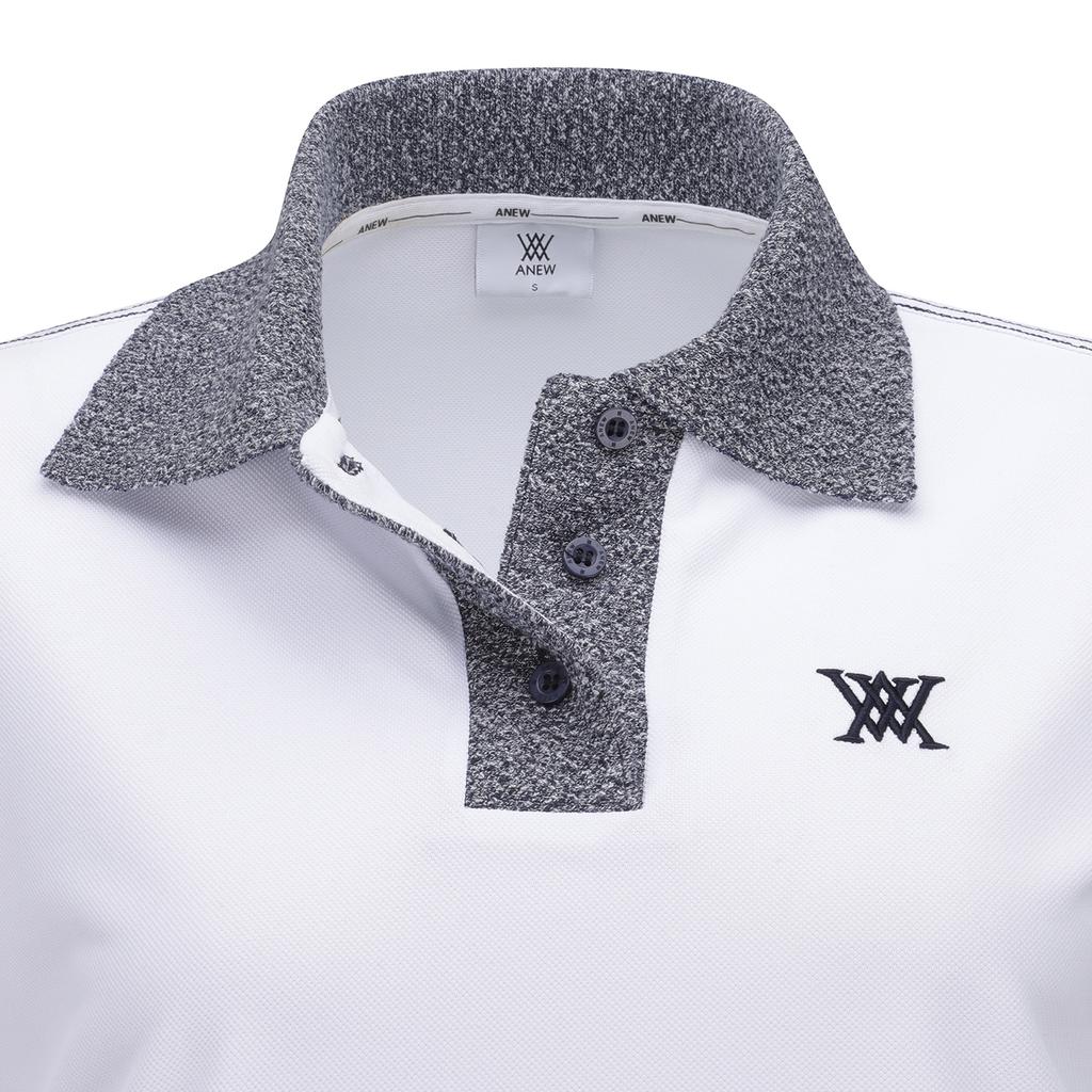 ANEW GOLF Women Knit Collar Loose Short T-Shirt_Wh