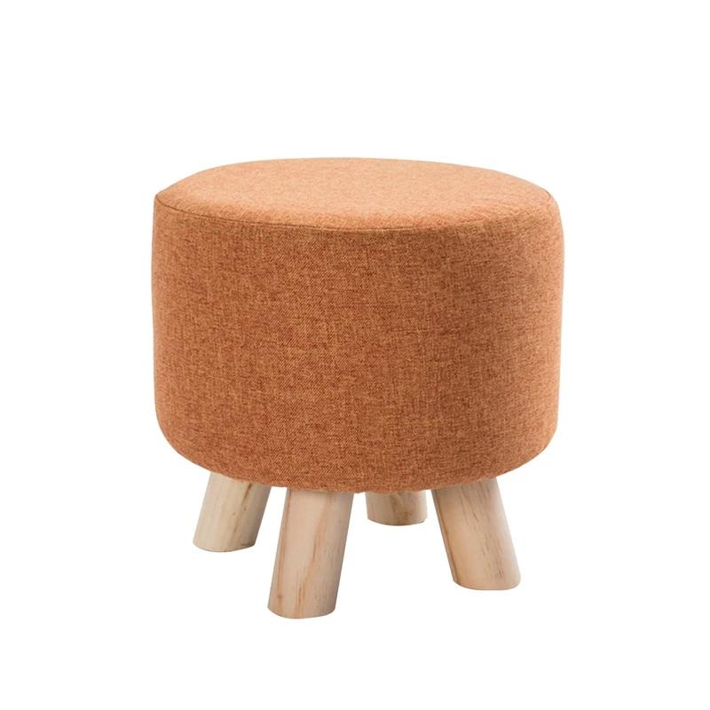 

Чехлы для круглых стульев из льняной ткани, чехлы для пуфов, эластичный чехол для пуфа, съемный чехол для сиденья стула для гостиной