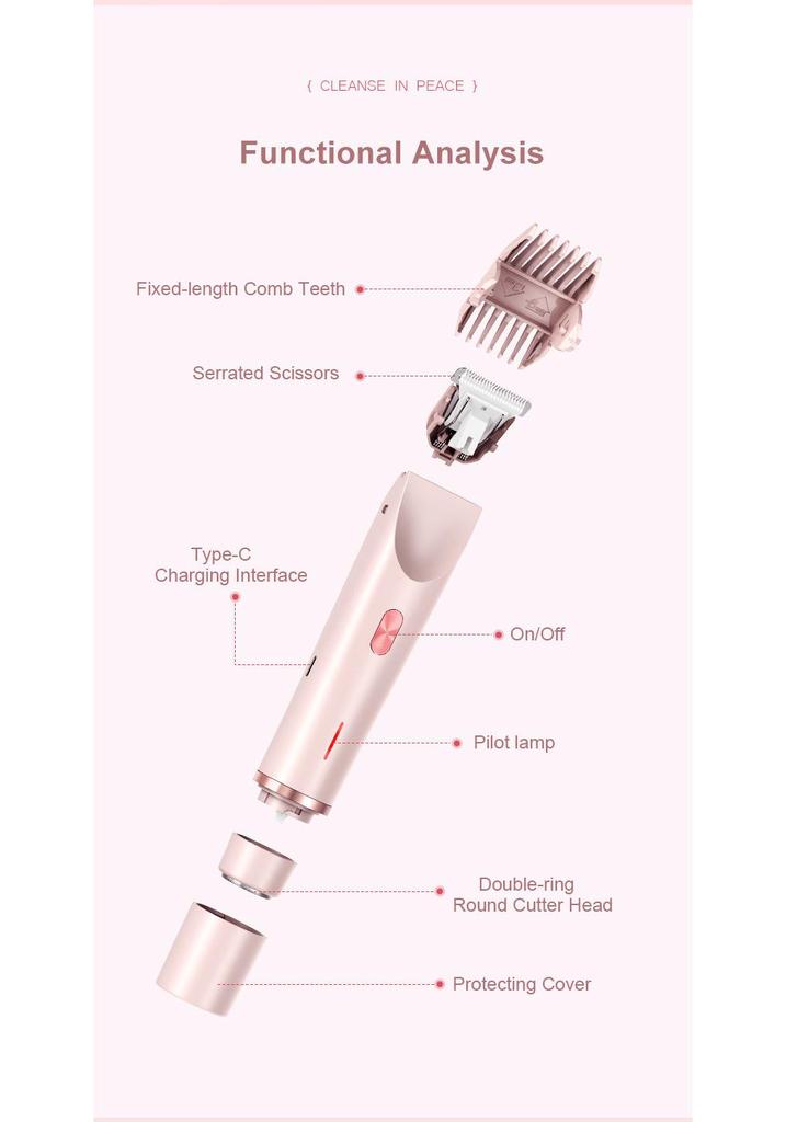 Waterproof Electric Women's Double Head Shaver for Bikini, Underarms, and Intimate Areas
