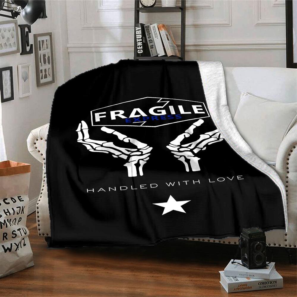 1pc FRAGILE EXPRESS Soft Flannel All Season Throw for Home, Office, Outdoor UseDurable Comfort Soft Warm Throw for Home