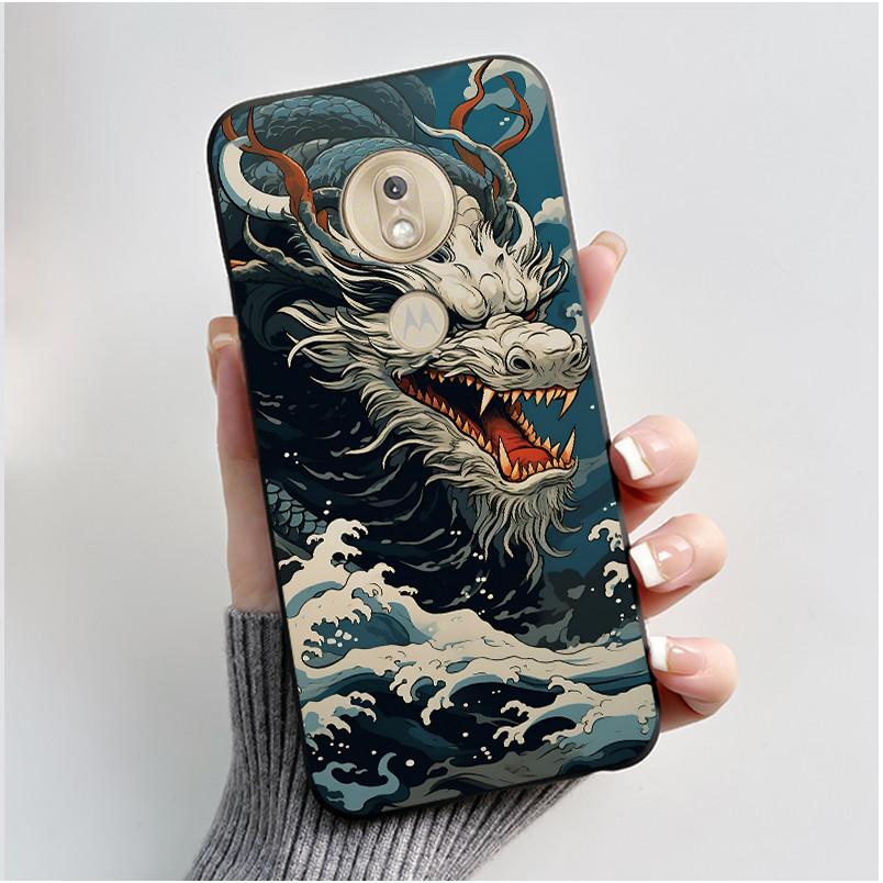 

Black Phone Case For Motorola Moto G7 Play Ins Viral Style Aesthetic Printed Floral Jelly Case Protective Shockproof Soft Cover Moto G7 Play