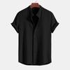 Men's Short Sleeve Solid Color Button Down Shirt Stand Collar Top