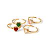 French Style Heart-shaped Diamond-studded Stainless Steel Ring for Women, Open Band Hand Jewelry