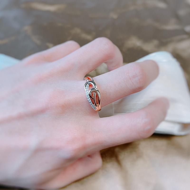 Fashion Rose Gold White Gold Ring Micro-Wax Inlay Natural Zircon Crystal Rings For Women Fine Wedding Jewelry