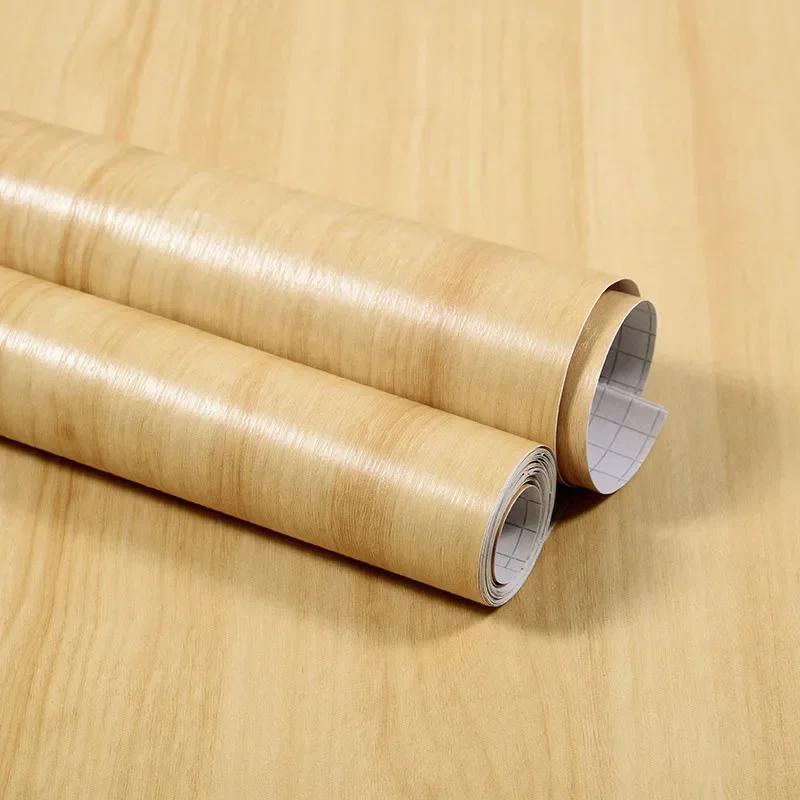 Wasserabweisende Holz-Vinyl-Wandverkleidung Rolle Selbstklebende Dekor Kontaktpapier Türen Schrank Schreibtisch Moderne Möbel Dekorativer Aufkleber