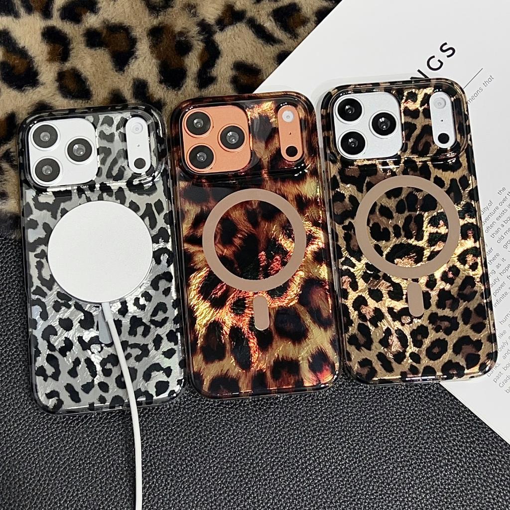 For iPhone 17 Pro Max Case Compatible with MagSafe IMD Leopard Print TPU PC Phone Cover