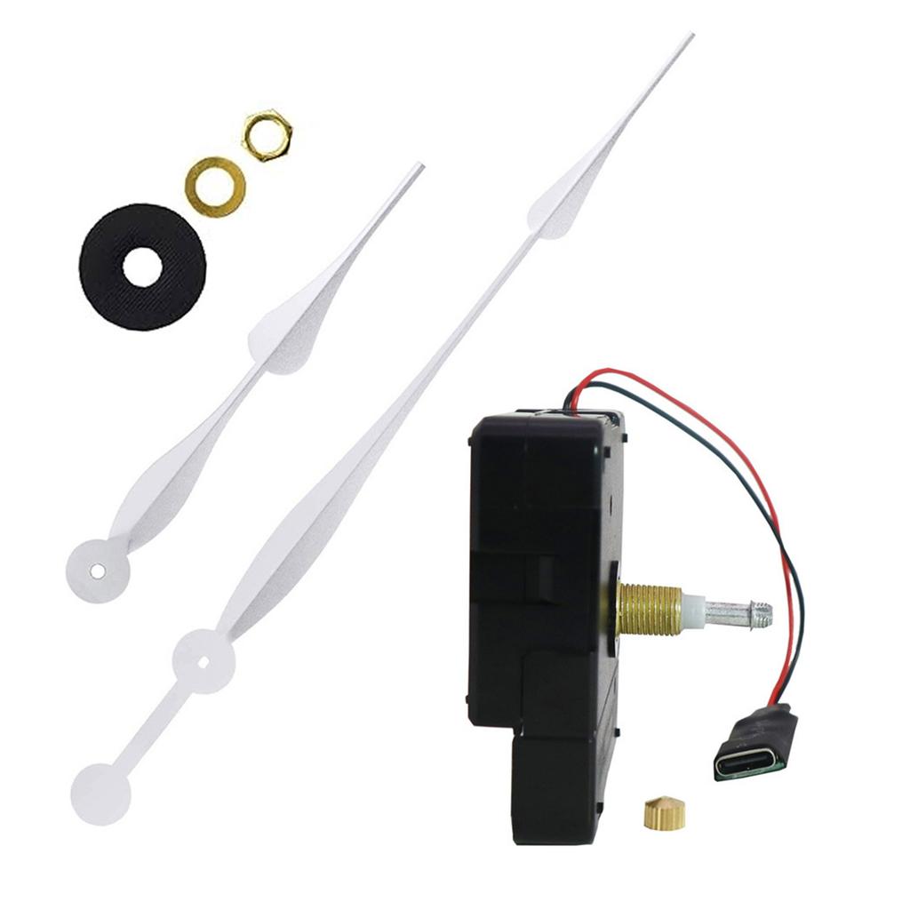 Clock Mechanism Replacement Kits Long Extension Cable and USB Charging Port Clock Hands DIY Watch Repair Accessories