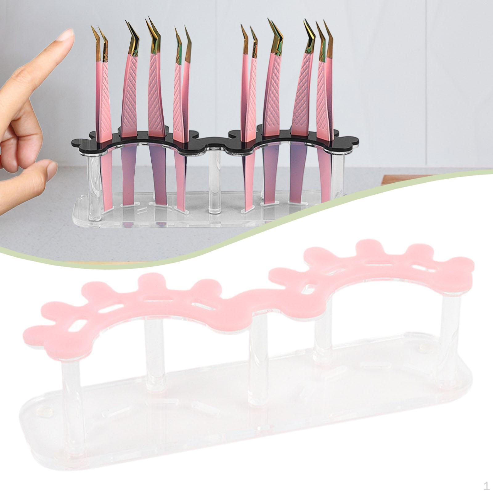 

Eyelash Extension Tweezers Holder Double Slots Supplies Organizer Stand розовый