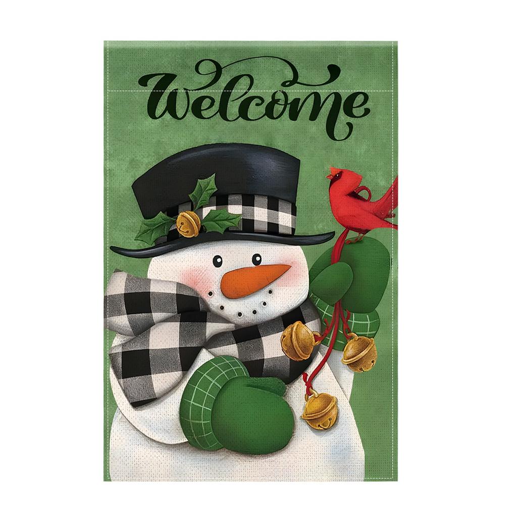 Christmas Snowman Garden Flag 12x18 Inch Double Sided for Courtyard Outdoor Welcome Flag Decoration (Excluding Flagpole)