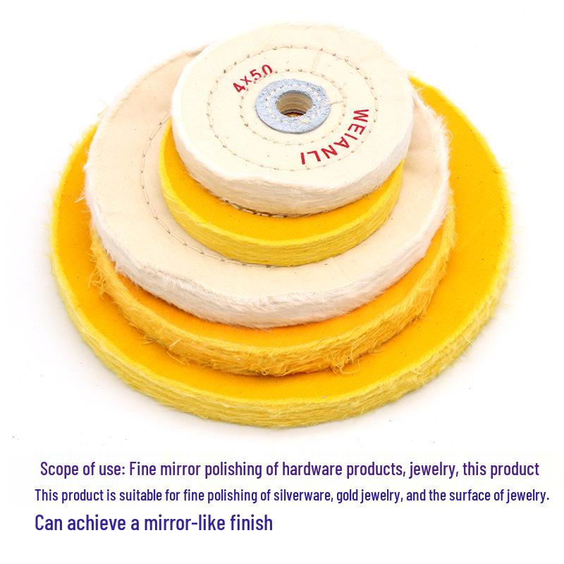Weiße Woll- und gelbe Stoffpolierscheiben zum Schnitzen von Holz, Jade und Schmuck