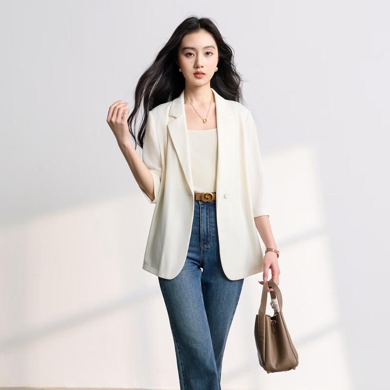 Sancai 2026 Spring Loose Fit 3/4 Sleeve Blazer