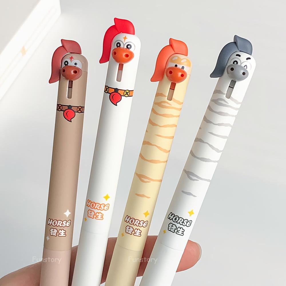 

4pcs Funny Horse Gel Pens 0.5mm Fun Quick-Drying Pens Cute Animal Design for School Study & Office Work