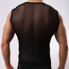 Sleeveless Tank Tops Men Transparent Vests Summer Ultra Thin Mesh Streetwear Male Gym Fitness Muscle Singlets T-Shirts Tee Top