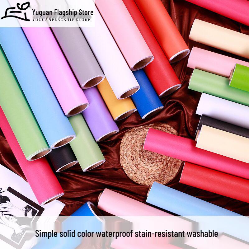Self-Adhesive Waterproof PVC Wall Mural - Solid Color, Thickened Wallpaper/Sticker for Dorms (White/Black)