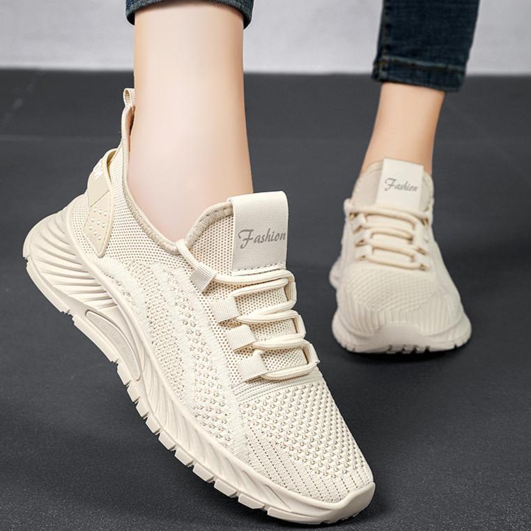 Damen Atmungsaktive Mesh-Sneaker, Lässige Schnür-Outdoor-Schuhe, Bequeme Low-Top-Sportschuhe