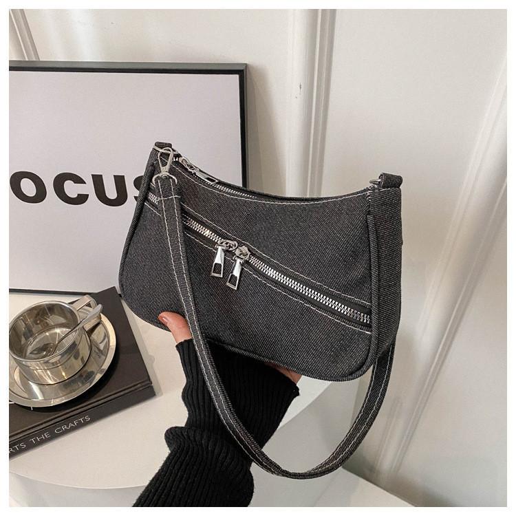 Стильная новая джинсовая сумка 2024 года, корейская мода, текстура, мотоциклетная, ветрозащитная, повседневная чёрный