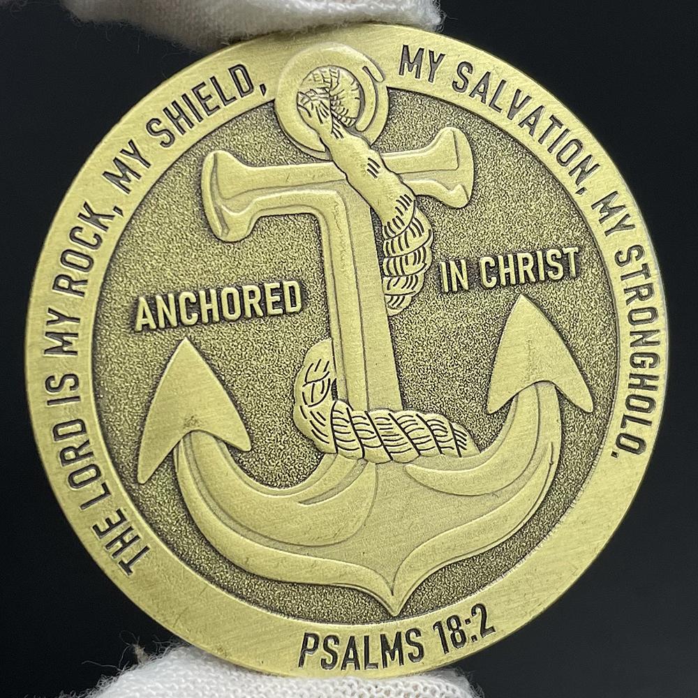 Christian Challenge Coin Anchored in Christ Biblical Coin Token Scripture Medal Commemorative Coin Collection