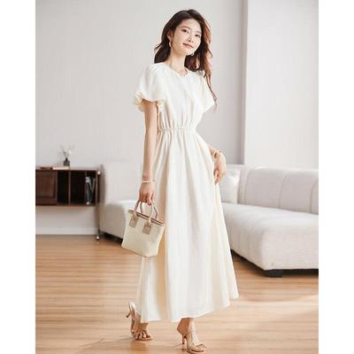 TERRE BLEUE Women's A-Line Bubble Sleeve Midi Dress