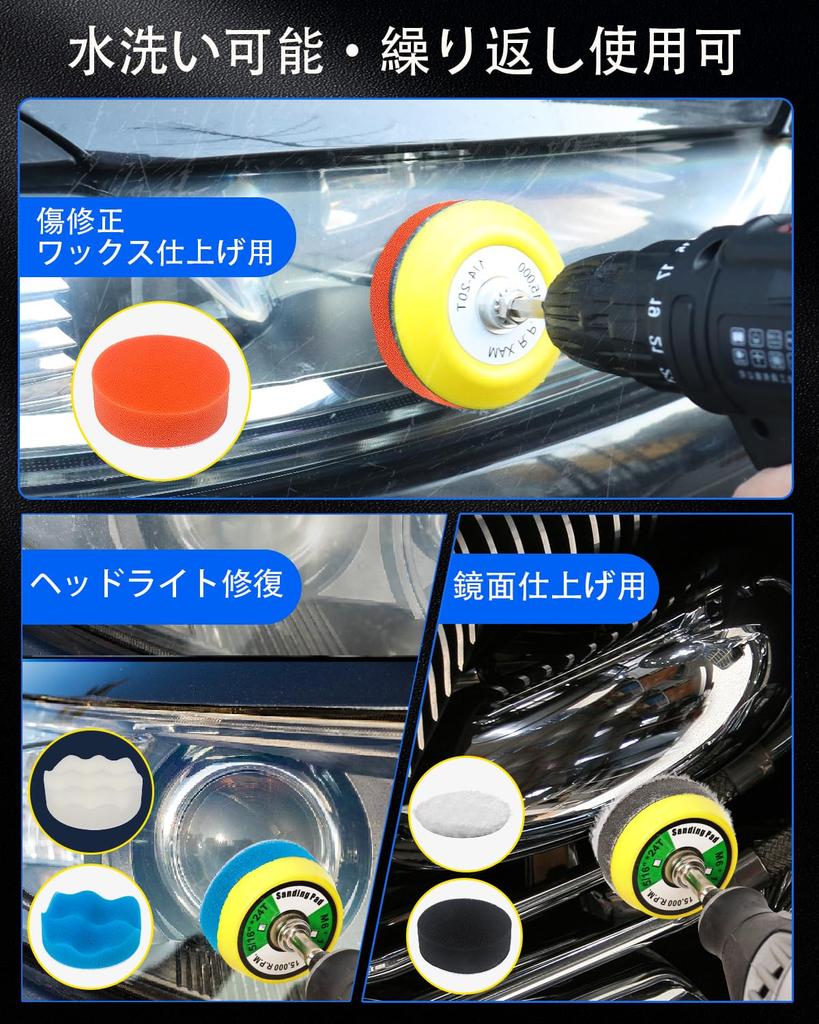 75mm Waterproof Sandpaper 134 Wet for Cylindrical Hex Shank 12 Grit Sizes Hook for Headlight Car and Paint Limescale and Mirror Compatible with