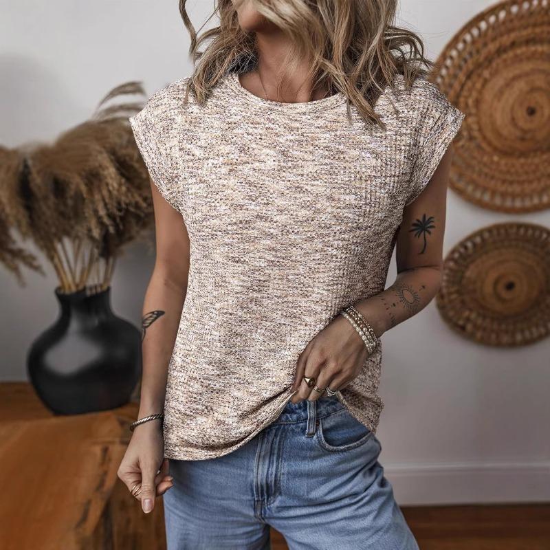 Women's Summer Crew-neck Temperament Sleeveless Casual Simple Loose Commuter Top
