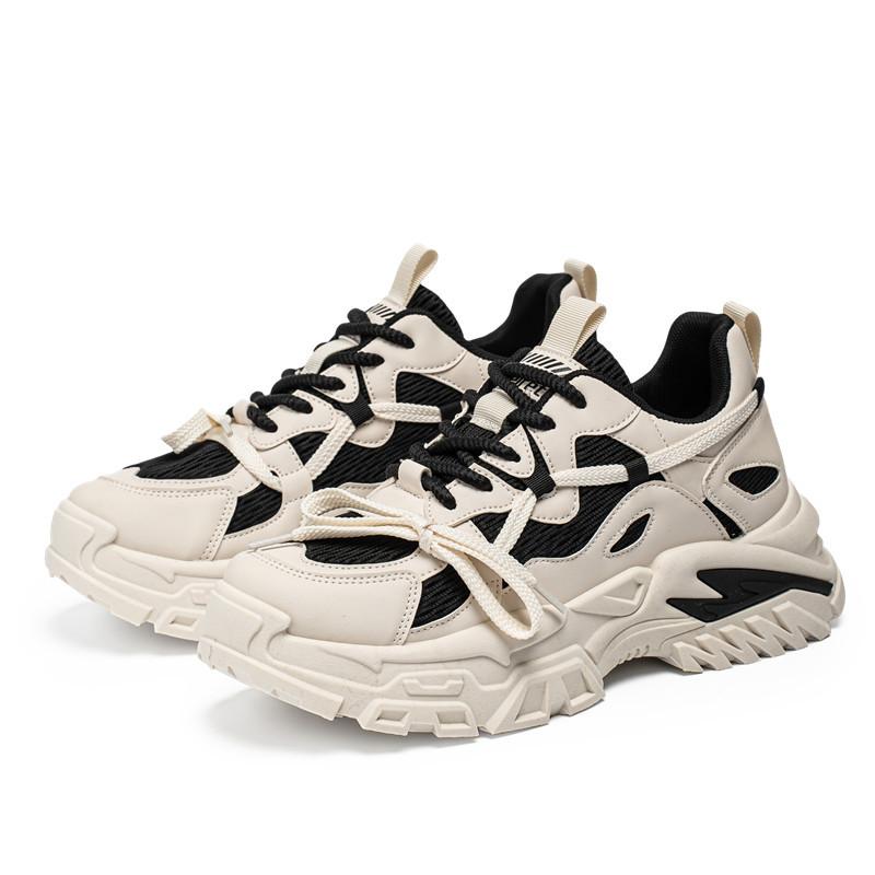 

Men s shoes summer breathable casual sports shoes retro style low-top lace-up running shoes student contrasting color heightening shoes 2025 39