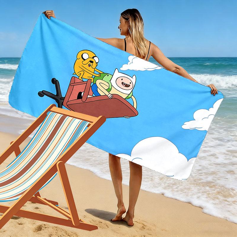 Adventure Time Print Beach Towel, Large Soft Quick Dry Towel for Beach Camping Swimming