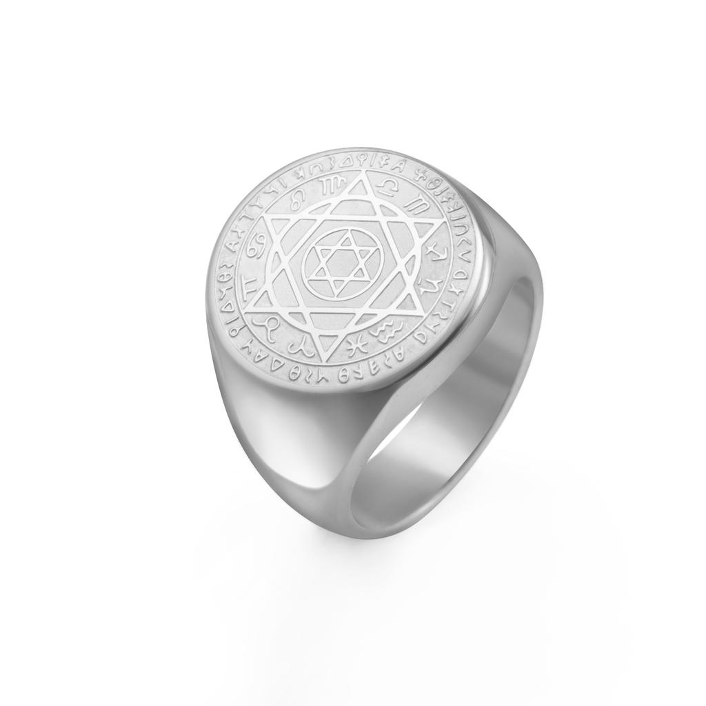 LIKGREAT Hexagram Tierkreiszeichen Ring für Männer Frauen Davidstern 12 Sternbild Ringe Edelstahl Schmuck Amulett Geschenk