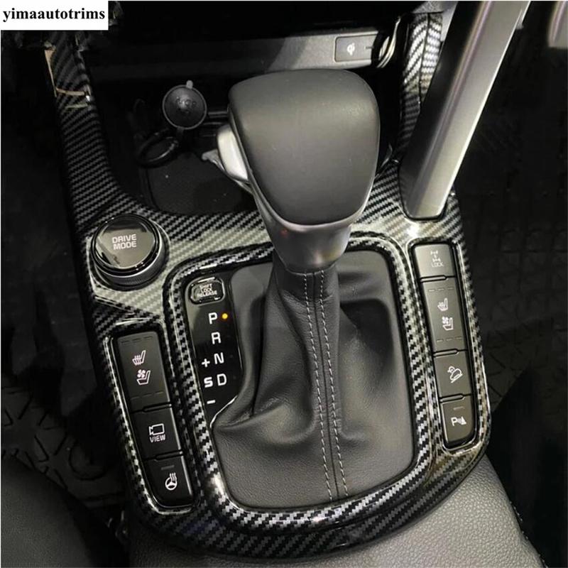 Manual Transmission Gear Shift Panel Frame Decor Cover Trim For For Kia Seltos - 2024 ABS Carbon Fiber Interior Accessories