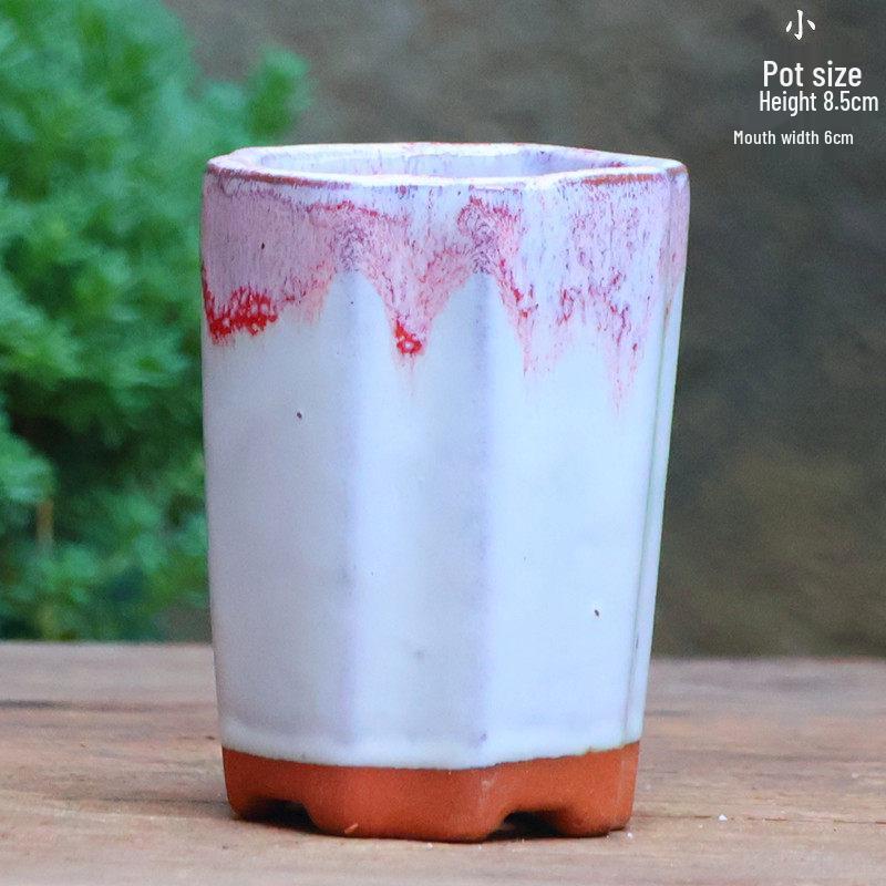 Yixing Zisha Coarse Pottery Flower Pot with Feet: Large Ceramic Succulent Planter for Green Plants & Flowers.