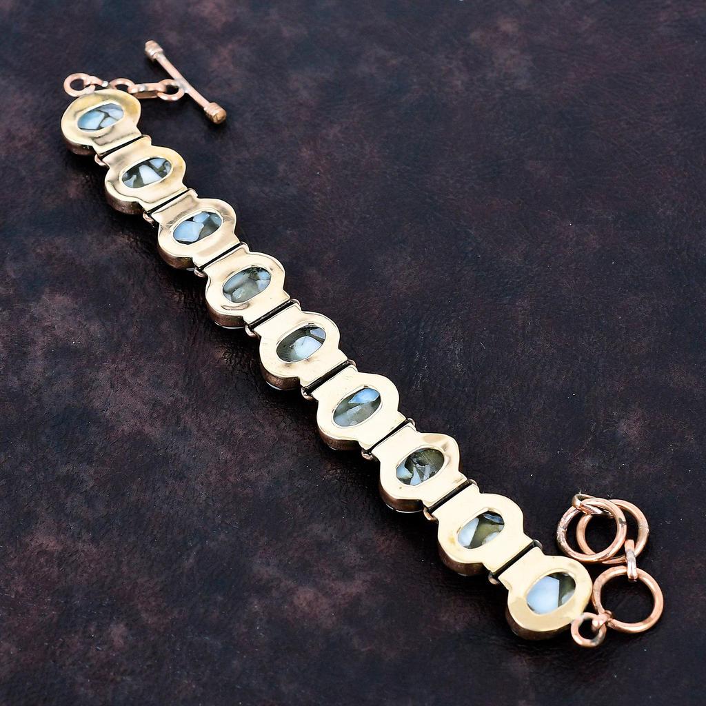 Copper Larimar Bracelet Copper Bracelet Adjustable Chain Bracelet Natural Gemstone Jewelry Handmade Bracelet Copper Jewelry Anniversary Gift