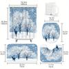 4Pcs Bathroom Shower Curtain Set Winter Wonderland Print Bathroom Curtain With 12 Hooks Non Slip Rugs Toilet Cover Mat Bathroom Partition