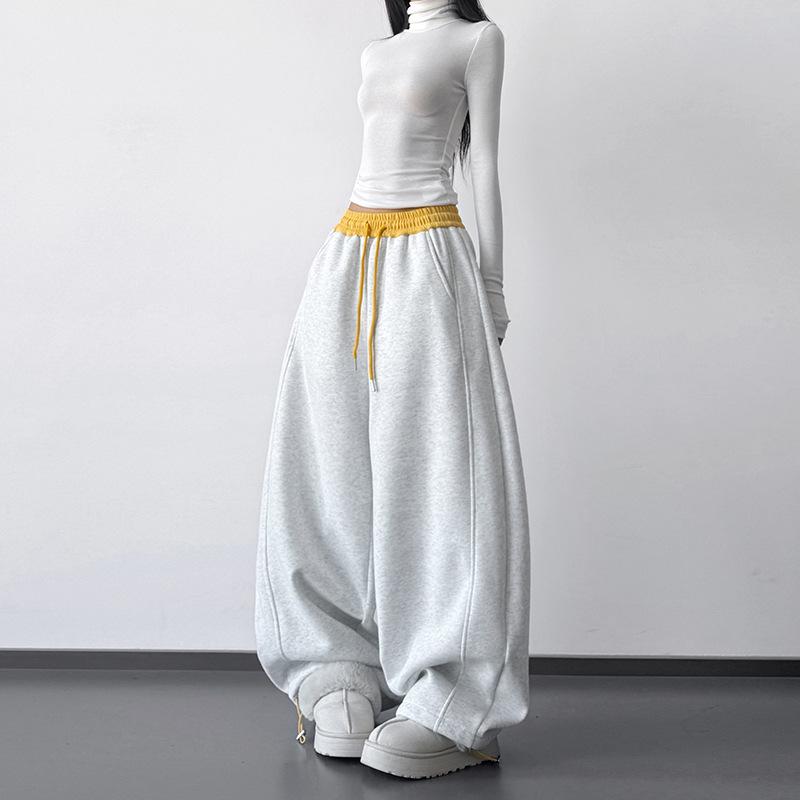 

Women s Plus Velvet Thickened Sweatpants - 2025 Slim High Waist Wide Leg Dance Fashion for Autumn/Winter Small