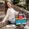 Cute Cartoon Car Tote Bag Fashion Large Capacity Canvas Handbag for Daily Use Portable Shopping Bag for Women Casual Carryall