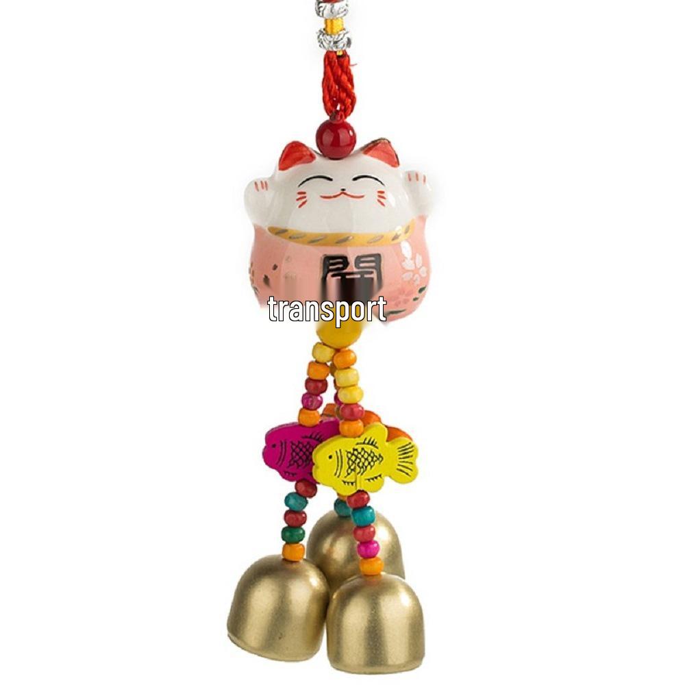 Cat Ceramic Wind Chime Doorbell Pendant - Small Hanging Ornament for Doors or Shop Openings