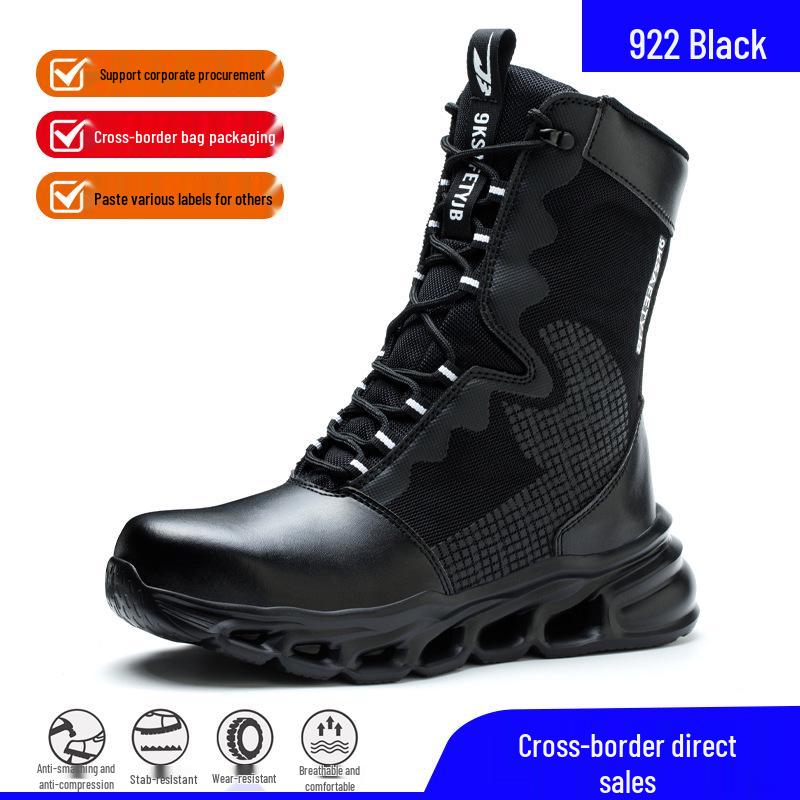 Men's Wear-Resistant Steel Toe Work Boots: Anti-Smash, Anti-Puncture, Non-Slip Safety Shoes