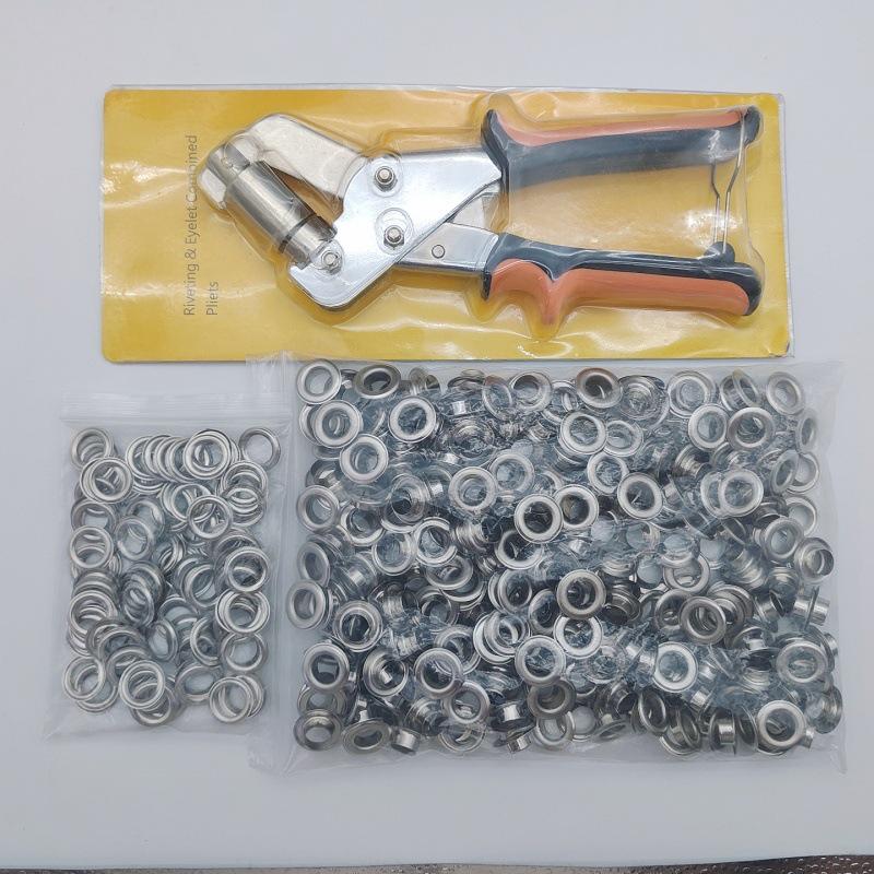 Kit 300 Pezzi Occhielli Metallici 10mm con Strumento di Installazione e Pinza a Mano