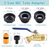 IBC Tote Adapter: 3 Thread Sizes for 275-330 Gallon Tanks - Lead-Free 3/4 Inch Garden Hose Faucet with Fine and Coarse Fittings for Garden Irrigation