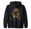 Vintage Monarch Butterfly and Ironweed Flower Girl Plant Mum Hoodie Zip-Up