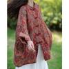Vintage Personality Shirt for Women Spring Chinese Style Print Loose Long Sleeves Buckle Blouse
