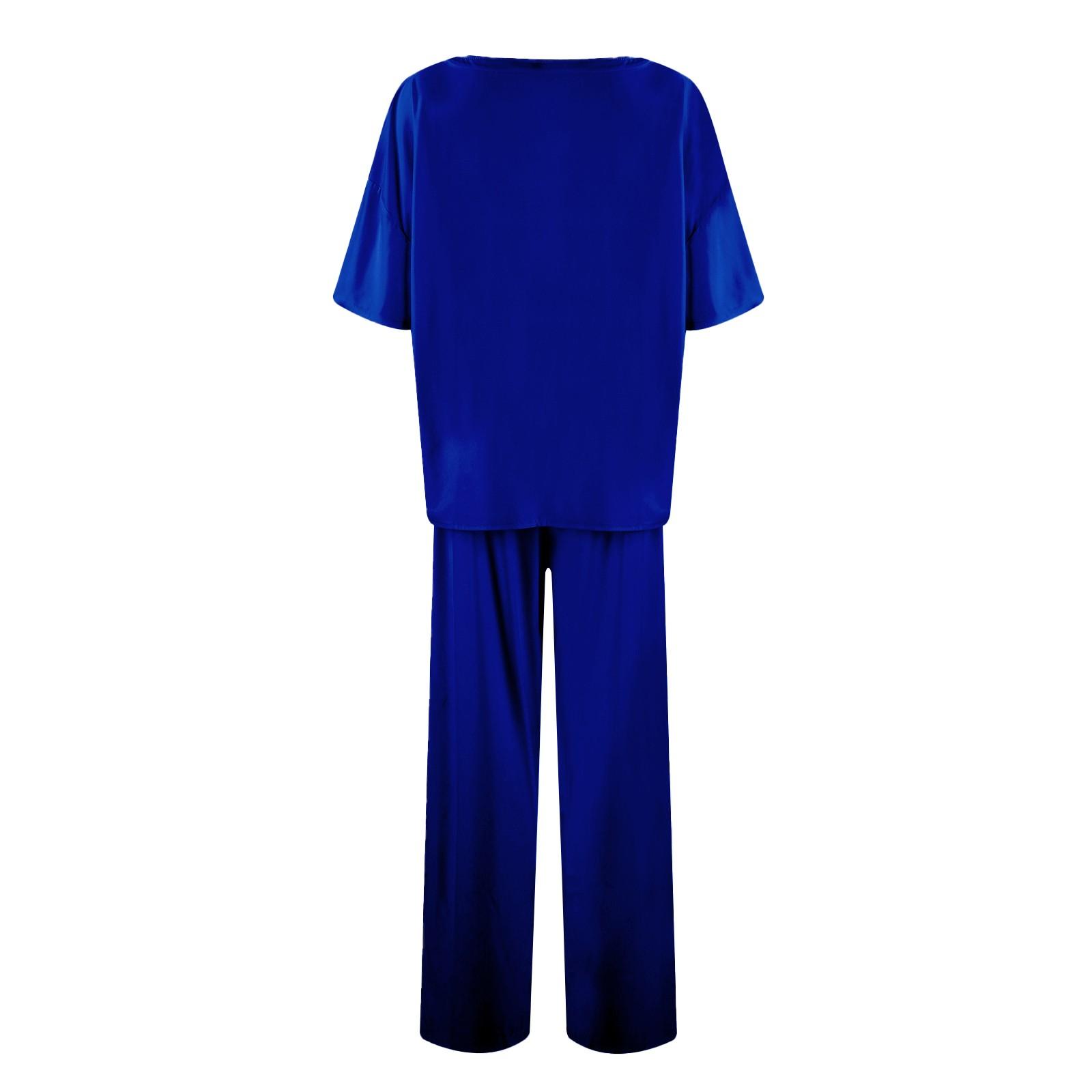 

Женский шелковый однотонный пижамный комплект, рубашка с коротким рукавом и длинные пижамные штаны, мягкая пижама, домашняя одежда S хаки